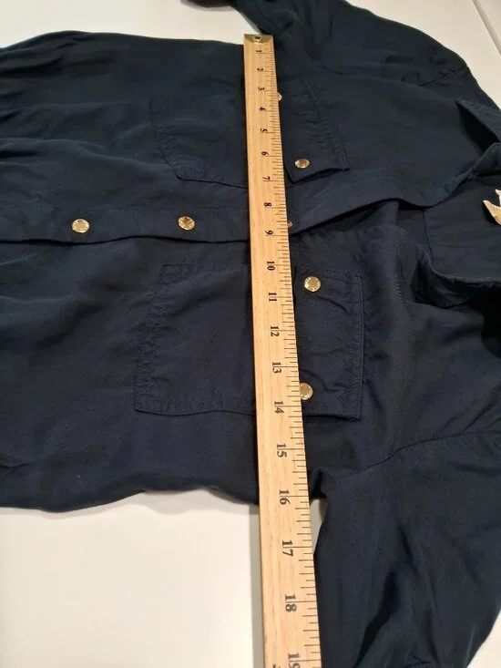 Michael Kors Navy Blue Shirt Dress - Gold Buttons - Picture 6 of 10
